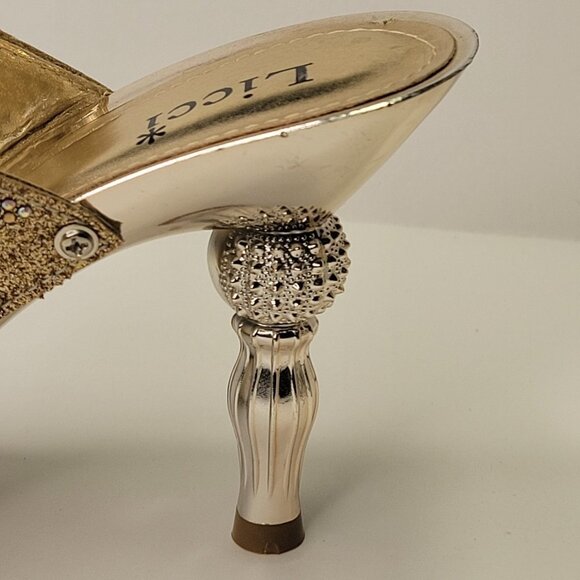 GOLD High Heels Crystal Embellished Heels Size 7 (size 38) - Picture 10 of 15